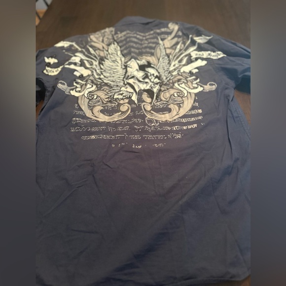 Roar Sentinel Shirt Mens L  Blue Black Embroidered Western Button Up - Picture 10 of 10